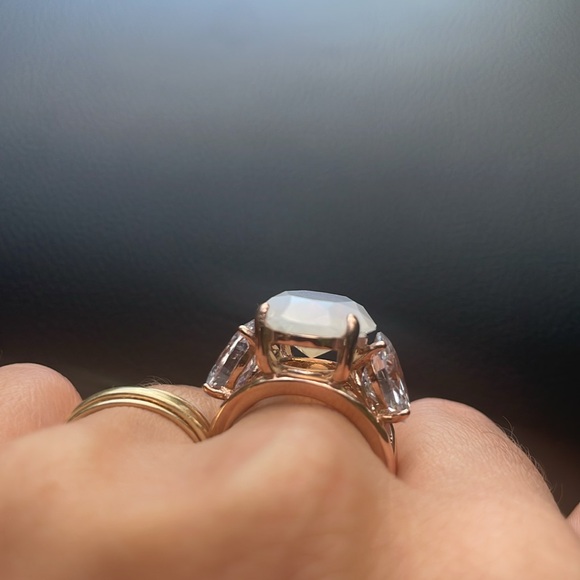 Size 6 rose gold tone stainless steel ring fire opal - Picture 4 of 7